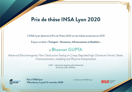 Gupta Award from INSA-Lyon